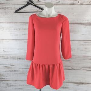 J. Crew Factory 3/4 Sleeve Drop Waist Watermelon Pink Dress sz 2 New with Tag